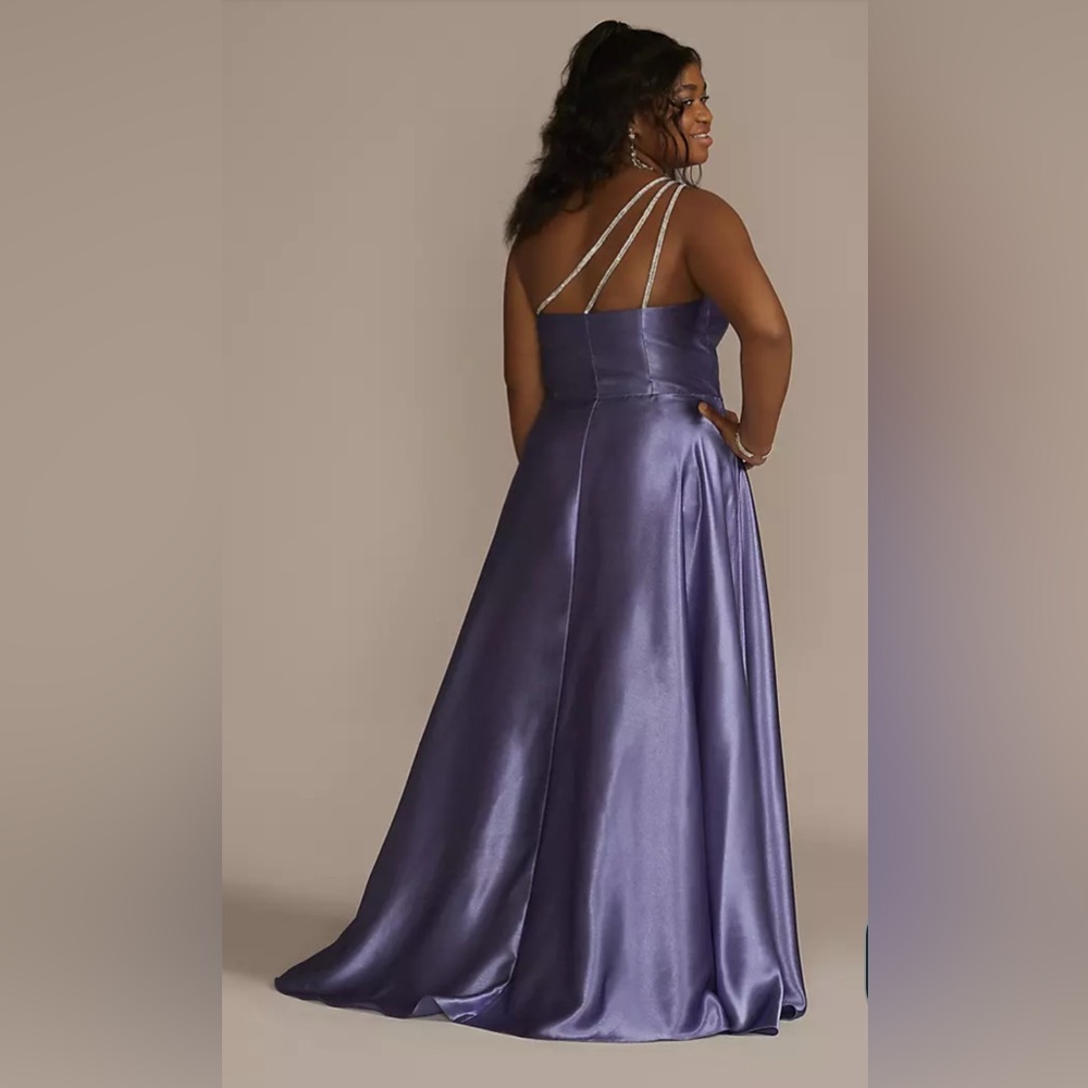 Rhinestone One-shoulder Charmeuse A-Line Dress
